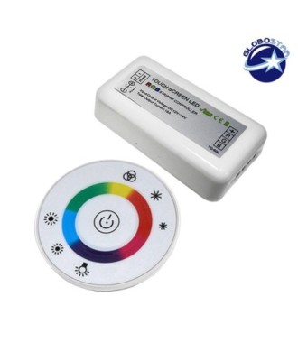Ασύρματος LED RGB Controller με Λευκό Στρογγυλό Χειριστήριο Αφής 2.4G 12v (192w) - 24v (384w) DC GloboStar 77545